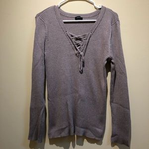 🎀 Taupe corset lace up stretchy sweater 🎀